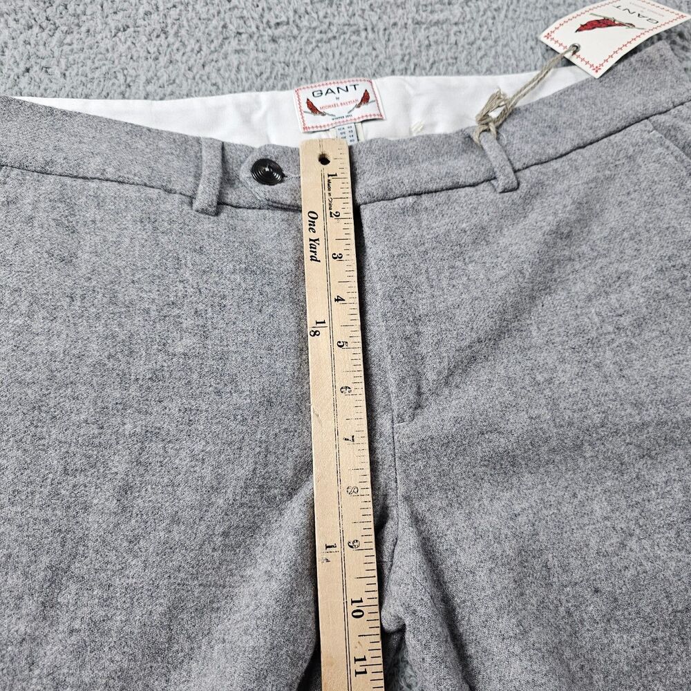 Gant Michael Bastian Pants Womans 36x32 Gray Wool Blend Flannel Wide Flare NEW - Picture 7 of 16